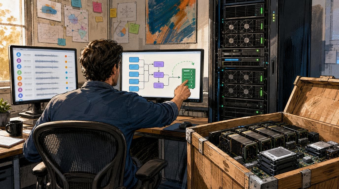 An operations manager reroutes call summarization and lead scoring from a cloud API to local GPU servers.