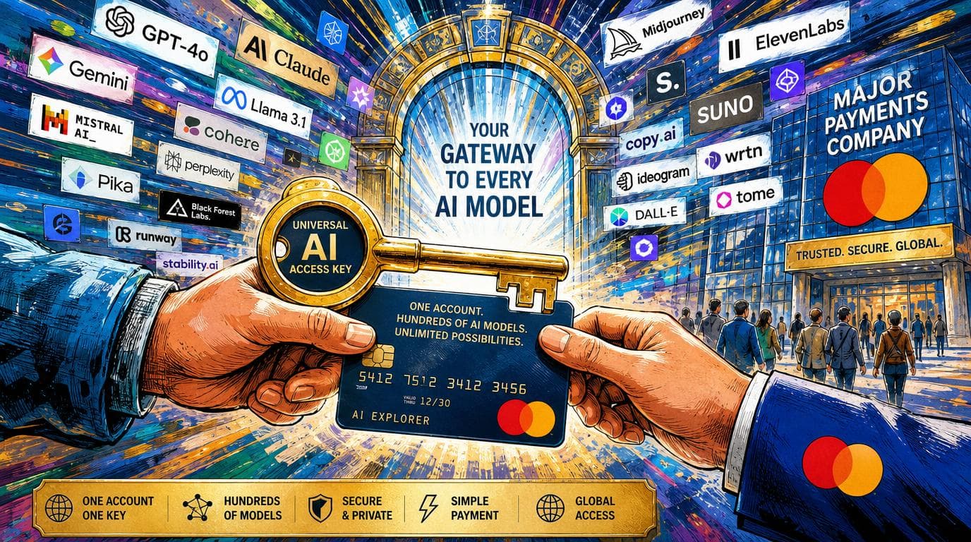 A universal AI key and payment card connect one account to hundreds of AI models as a major payments company takes over.